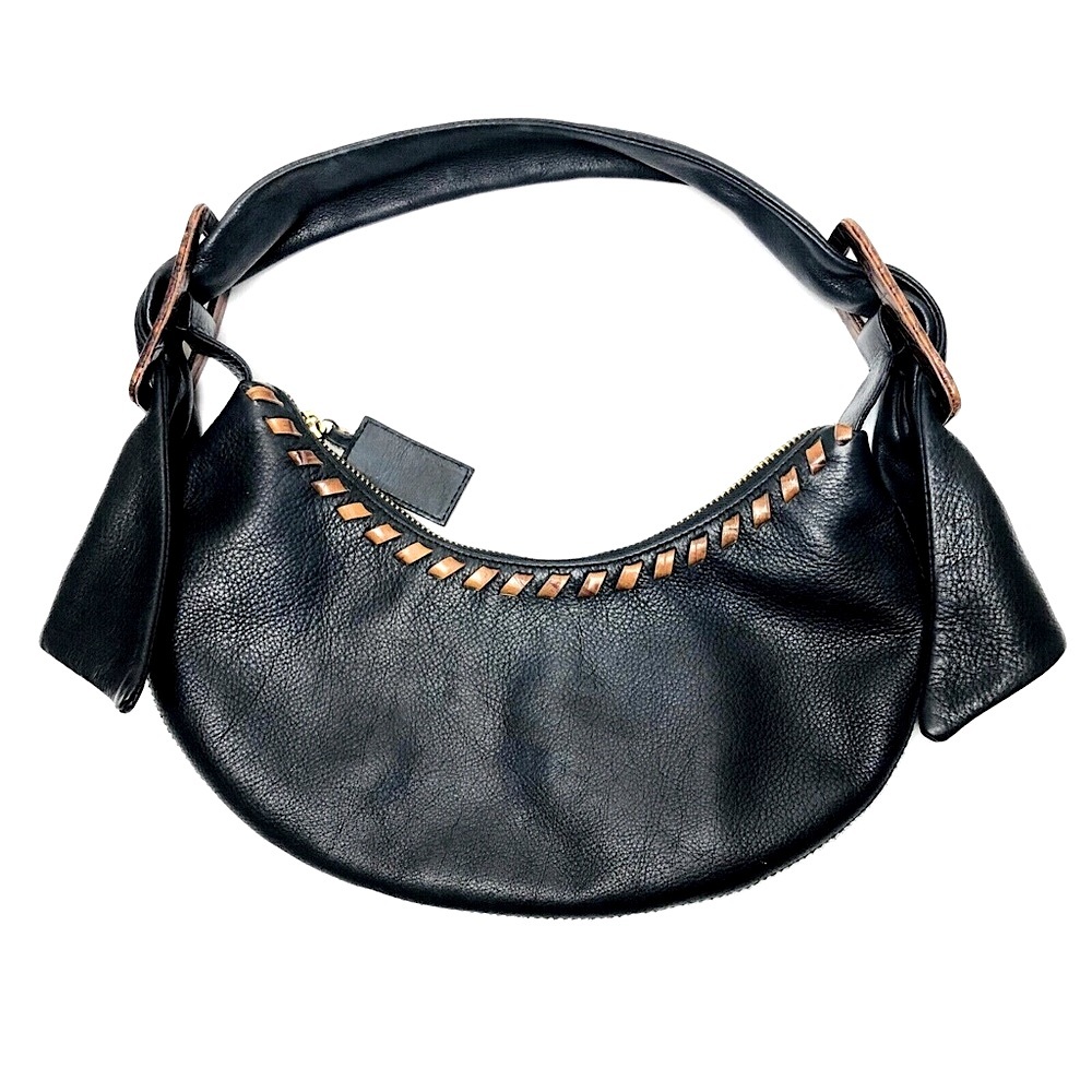 Sloane & Alex Small Black Leather Crescent Bag